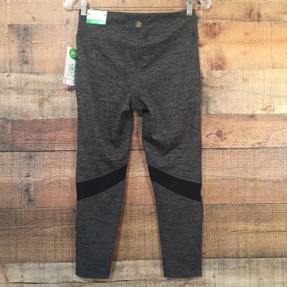 Gaiam Yoga Leggings Sz S Gray Heather Black Mesh - Picture 2 of 7